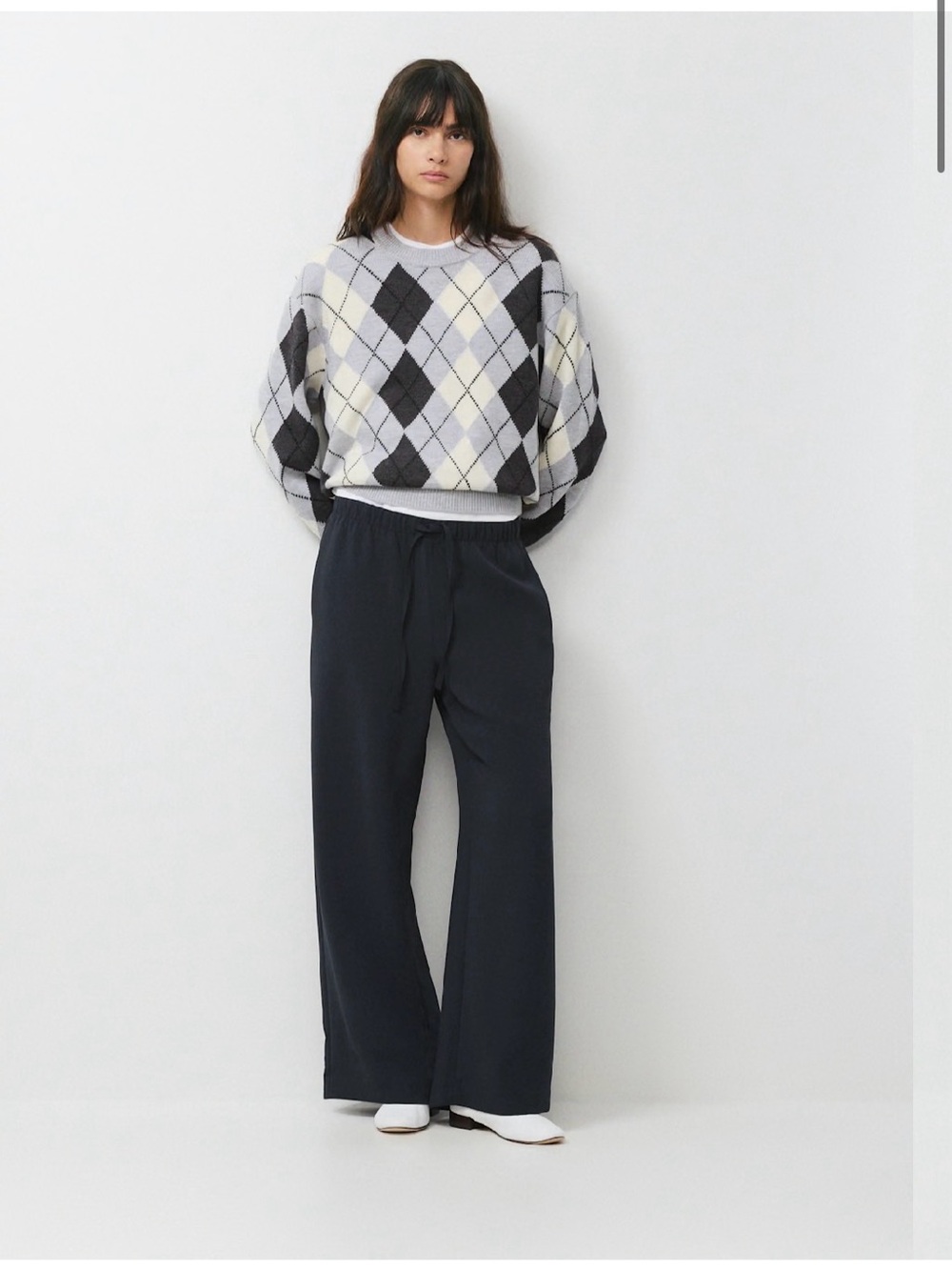 Aritzia Lodge Wide-Leg Drawstring Pants in Dark Knight Navy Sz S